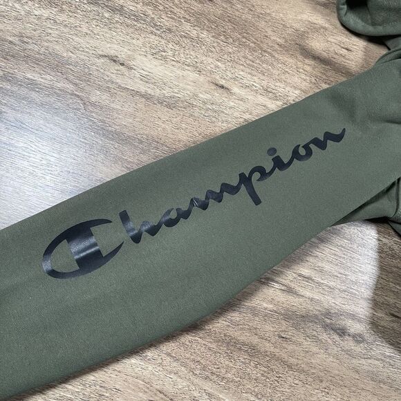Champion Pullover Hoodie Women's XL Army Green‎ Cropped Raw Hem Cotton Poly - Picture 9 of 11